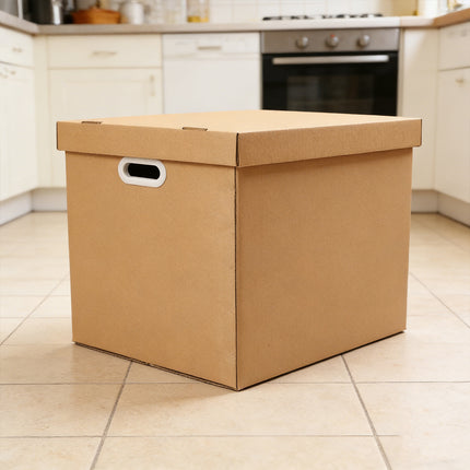 5PCS Kraft Paper Storage Box with Lid 80L Portable for Clothes Books Home Office