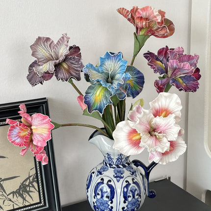 6PCS Artificial Iris Flowers PU Material Durable for Home Wedding Party Decor