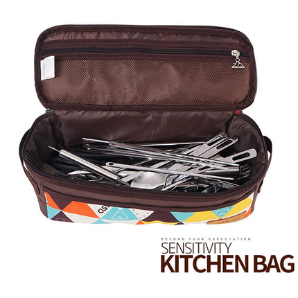 Camping Cookware Storage Bag Portable Travel Wash Bag Tableware Organizer Case