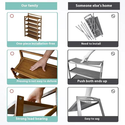 70CM 6 Tier Shoe Rack Folding Shoe Cabinet Easy Storage Organizer Space Saver