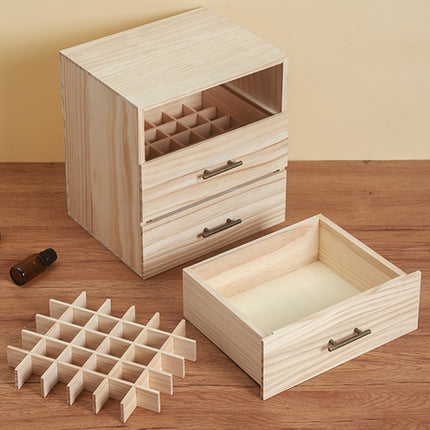 Large Capacity Essential Oil Storage Box 3-Layer Drawers 90 Grids Organizer