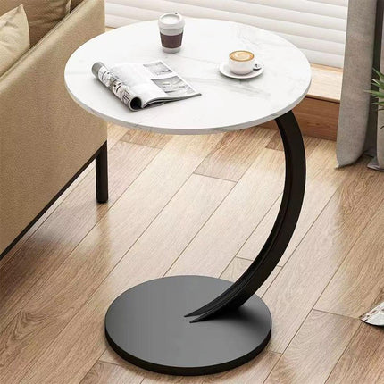 C Shaped Snack Side Table for Sofa Couch Small End Table for Living Room Bedroom