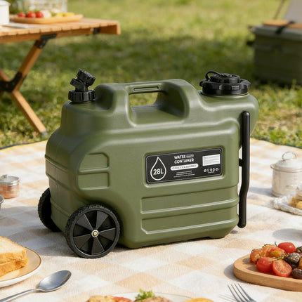 28L Portable Camping Water Storage Tank with Tap Leak Proof Easy Carry Handheld