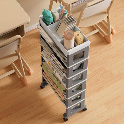 Trolley Deskside Book Storage Bookshelf Removable Floor Shelf for Home Office