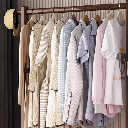 Floor Standing Clothes Rack Durable Bamboo Material for Home Bedroom Storage