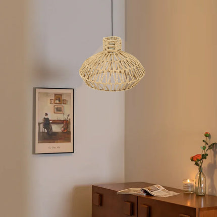 Natural Paper Rope Woven Lampshade 30x21cm Rattan Style Pendant Light Shade