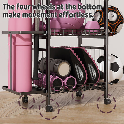 Multi Function Sports Equipment Storage Rack Ball Badminton Racket Yoga Mat