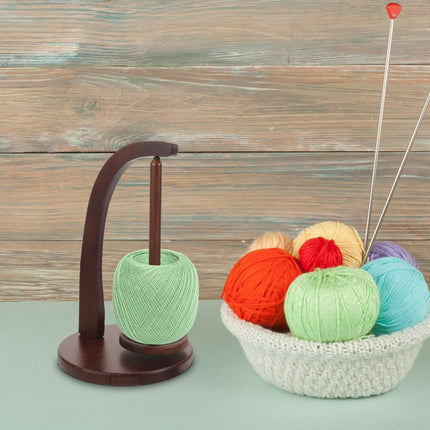 Wooden Rotating Yarn Holder Stand for Knitting Crochet Bobbin Wool Dispenser