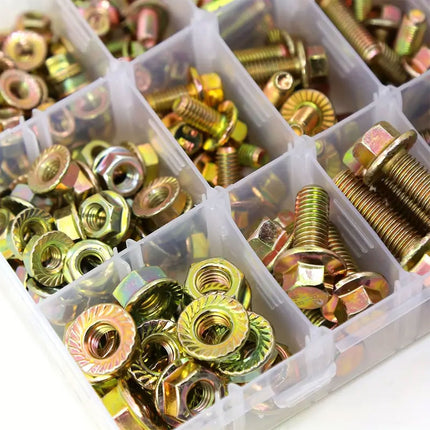 240pcs 8.8 Grade Carbon Steel Flange Hex Bolt Nut Kit M5 M6 M8 with Case
