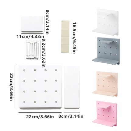4PCS Pegboard Storage Rack Hanging Shelf Home Office Durable Space Saving Use