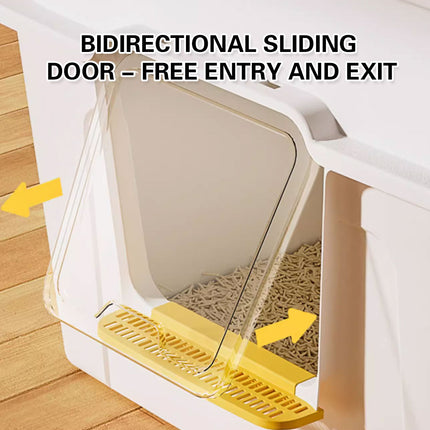 Large Enclosed Cat Litter Tray With Door Anti Splash Odour Control Cat Toilet Box