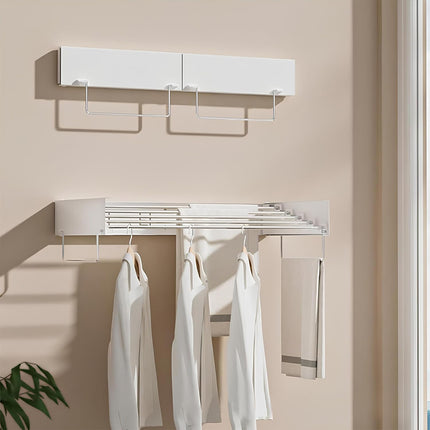 Wall Mount Foldable Clothes Drying Rack Sturdy Material Space Saving Balck/White