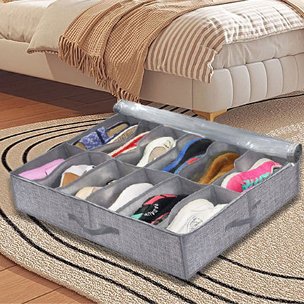 2PCS Shoe Organizer Under Bed Wardrobe Storage Box Zipper Cover Bag Durable