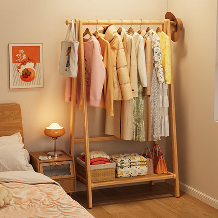 Bamboo Floor Standing Coat Rack Durable Space Saving for Bedroom Entryway Use