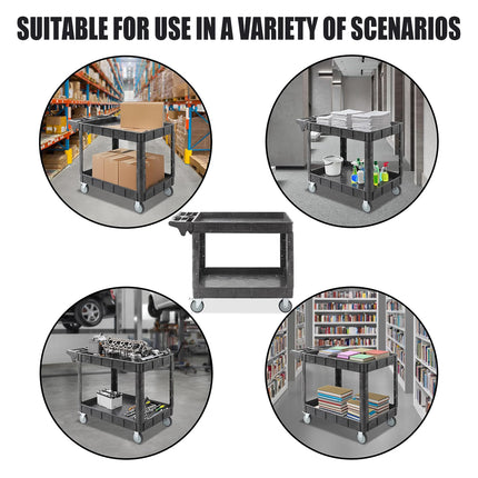 2 Tier MultiFunctional  Rolling Tool Cart for Garage Workshop Storage Organizer