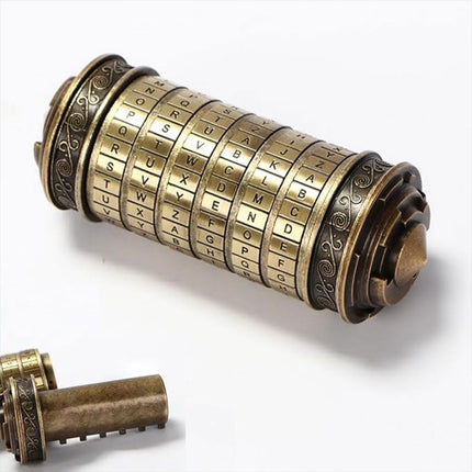 Da Vinci Code Lock Cylinder Vintage Puzzle Box Secret Compartment Bronze Style