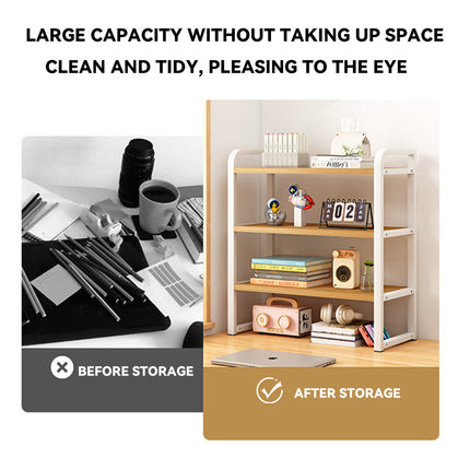 3-Tier Adjustable Desktop Storage Rack Space Saving Sturdy for Office Home Use