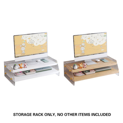 Double Layer Acrylic Desktop Organiser Stable Clear for Desk Monitor Riser Use