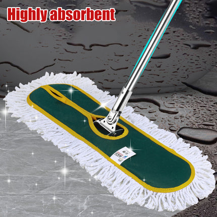 Extended Flat Mop 90cm Head Stainless Steel 126cm Handle 180 Rotating for Floor