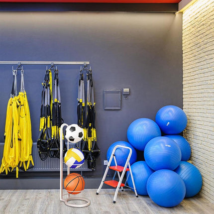 3/4Tier Basketball Stand Ball Organizer Storage Rack Basketball Equipment Holder