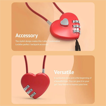 Heart Shaped Password Lock Safety Lock For Travel Luggage Bags Jewelry Box