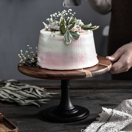 Wooden Cake Display Stand 11.8 Inch Round Aesthetic for Dessert Party Wedding