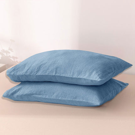 Pair of Linen Pillowcases Solid Color Envelope Style Bedding Pillow Cover Set