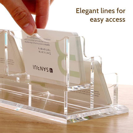 Acrylic Business Card Holder Desk Name Card Display Stand for Office Desk