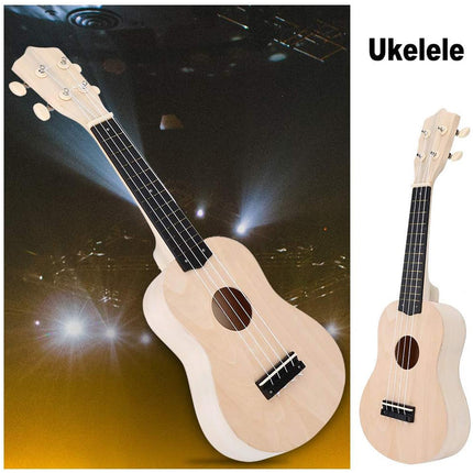 DIY Ukulele Kit 21 inch Natural Wood Paint Round Heart Sound Hole Beginner