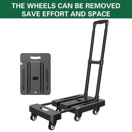 Foldable Trolley Cart Pull Rod Plastic Universal Wheel Shopping Carrier Use