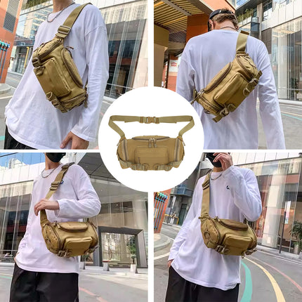 Mens Waist Bags Outdoor Nylon Crossbody Tactical Waterproof Motorcycle Bum Bag