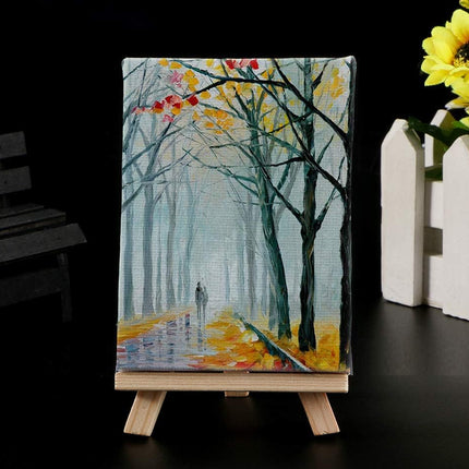 Mini Painting Easel Set DIY Art Kit with Small Canvas Frame Brush and Drawing Board