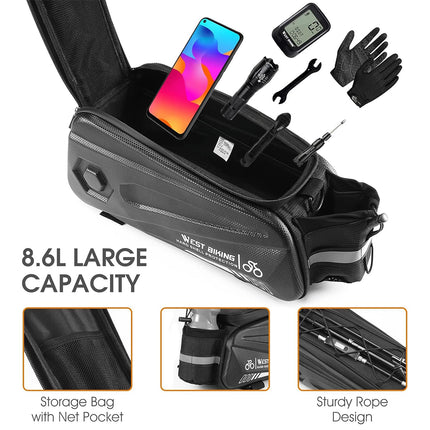 Bicycle Pannier Bag Hard Shell Large Capacity Waterproof for Cycling Touring Use