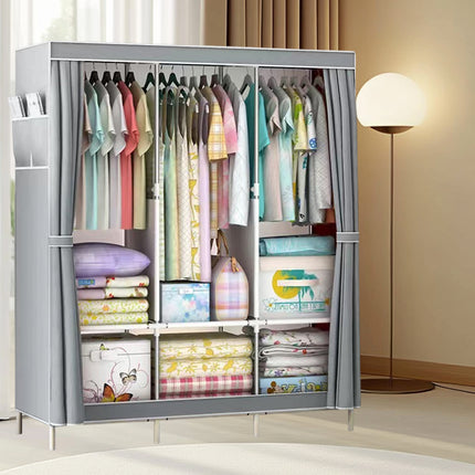 Large Easy Assemble Wardrobe With Cover Clothes Storage Rack Dustproof Hanger