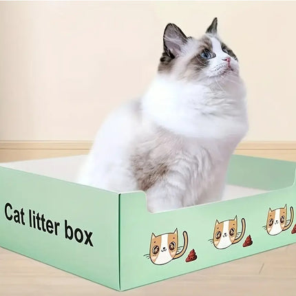 6PCS Foldable Cat Litter Box Disposable Toilet Tray For Outdoor Travel Cleaning