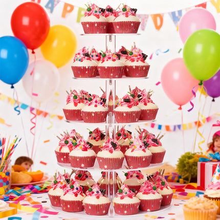 5-Tier Acrylic Cupcake Display Stand Clear Round Tower for Party Wedding Events