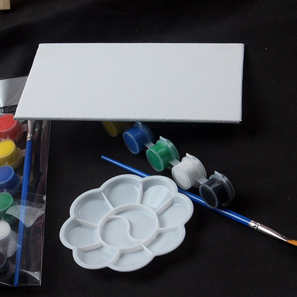 Mini Painting Easel Set DIY Art Kit with Small Canvas Frame Brush and Drawing Board