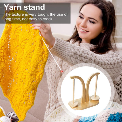 Wooden Rotating Yarn Holder Stand Bobbin Wool Dispenser for Knitting Crochet