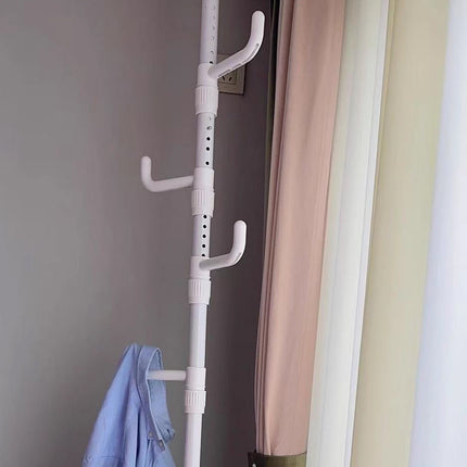 Indoor Floor Standing Telescopic Coat Rack with 6 Hooks Space Saving Daily Use