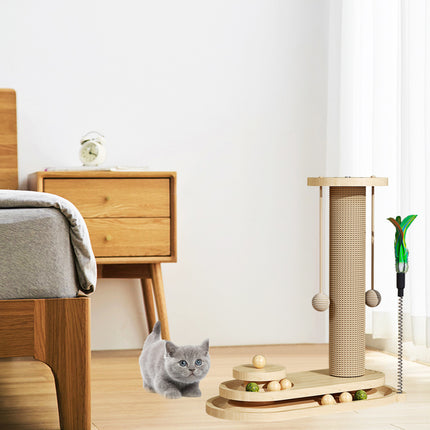 Cat Scratching Post Oval Turntable Cat Toy Scratcher Board Interactive Furniture