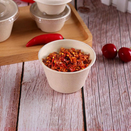 100PCS Biodegradable Pulp Sauce Cups Disposable Condiment Containers with Lids
