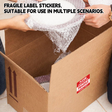 Fragile Warning Label Sticker 2 Rolls 1000PCS 2x3in Red for Shipping Packaging