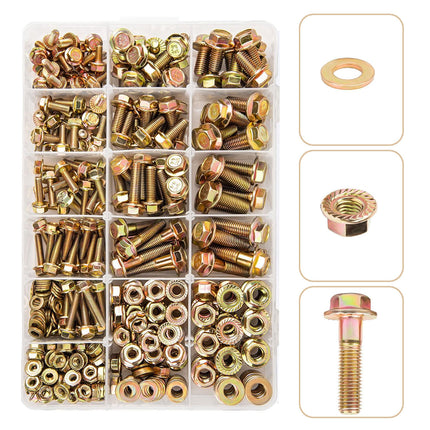521pcs 8.8 Grade Zinc Plated Flange Bolt Nut Washer Assortment Kit M6 M8 M10
