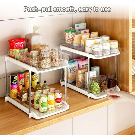 White Double Shelf Cosmetics Storage Box Large Capacity Desktop Organizer Stand