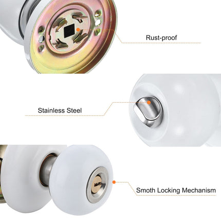Ceramics Door Knob Lock Key Locking Set Interior Exterior Knob Bedroom Bathroom
