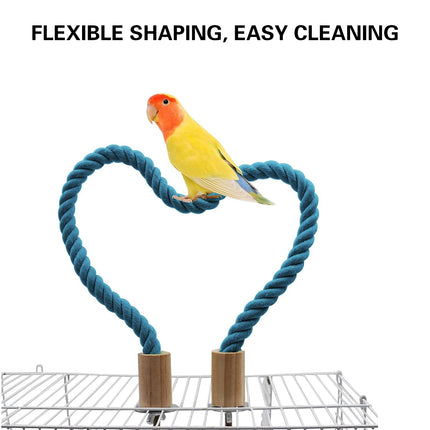 Bendable Cotton Rope Parrot Perch Bird Climbing Stand Toy Blue 3 Sizes