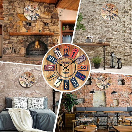 Wooden Wall Clock Round Shape Creative Design For Living Room Bedroom Decoration