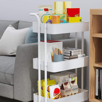 3 Tier Kitchen Bathroom Trolley Cart Steel Storage Rack Organizer with Wheels