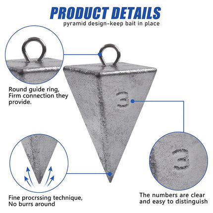 Four Sided Triangular Fishing Lead Sinker with Ring Conical Drop Weight Tackle