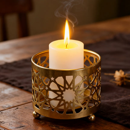 4PCS Hollow Candle Tray Iron Cutout Romantic for Home Wedding Party Decor Use